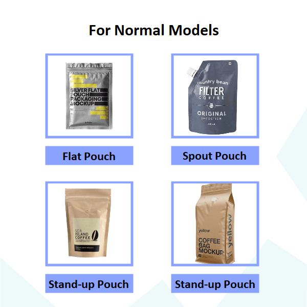 Bag types for normal rotary bag packing machine models