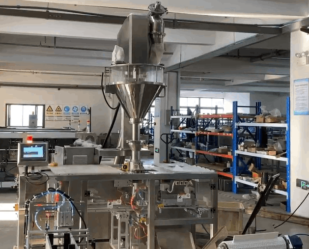 4-station pouch packaging machine with auger filler for coffee powder packaging